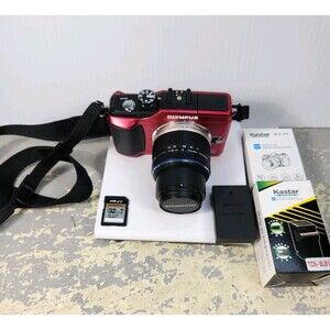 Olympus PEN E-PL2 12.3MP Red Mirrorless Camera + 14-42mm Lens Kit, Battery 32GB